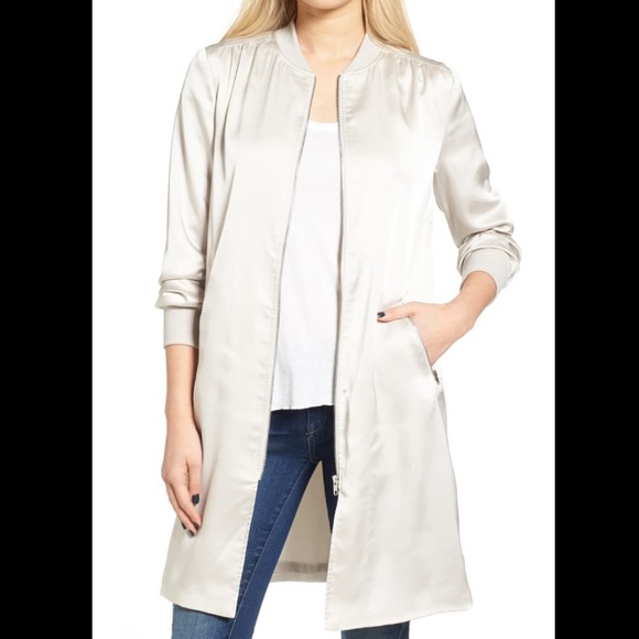 J.O.A. Satin Longline Bomber Jacket - Picture 3 of 16